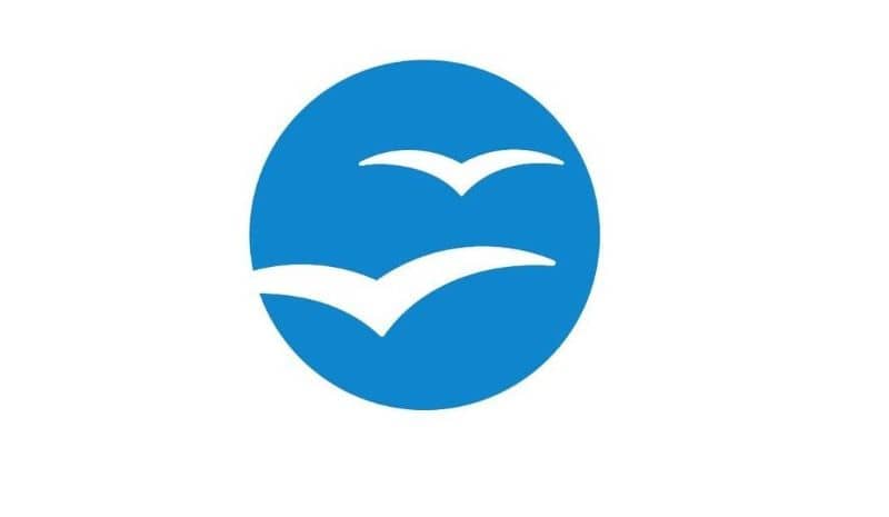 OpenOffice logo azul y fondo blanco