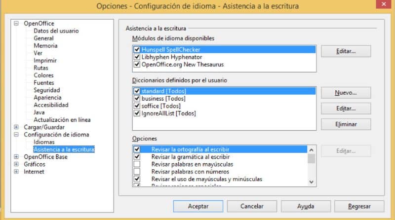 OpenOffice opciones tachar texto
