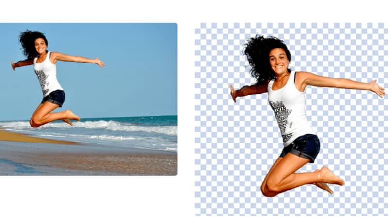 Editar foto chica saltando en la playa