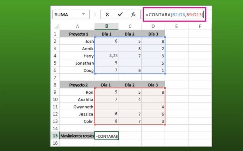 Realizar sumas en Excel