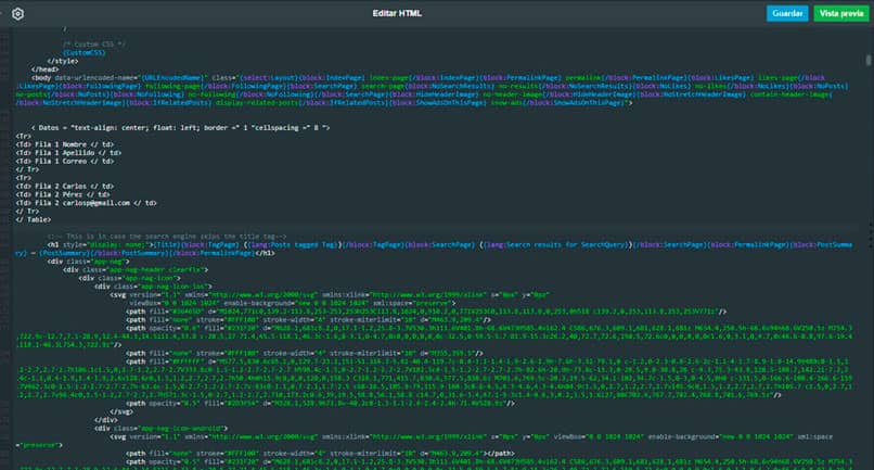 Agregar el código en el editor HTML 