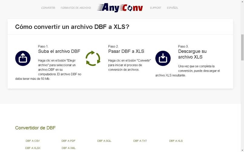convertir un archivo dbf xls con any conv