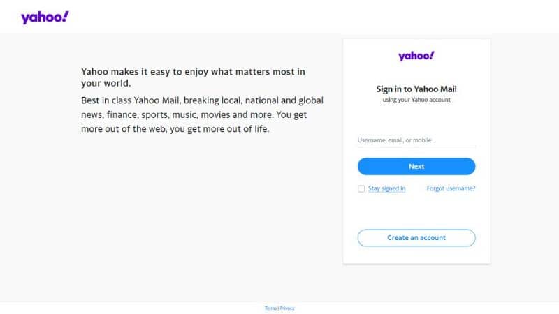 Iniciar sesión Yahoo