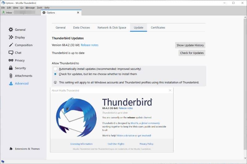 No leidos Mozilla Thunderbird