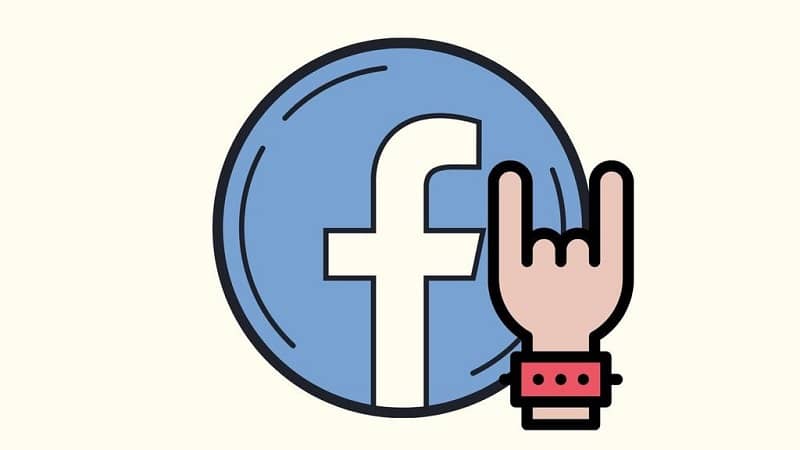 Logo de facebook emoji de mano rockera
