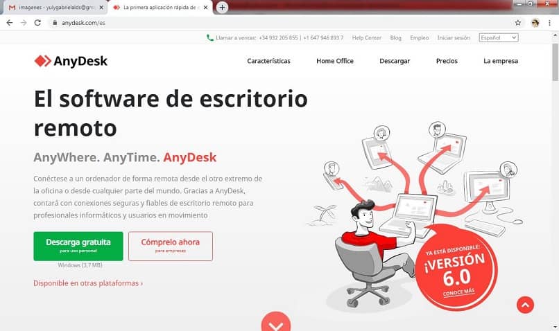interfaz de pagina de anydesk