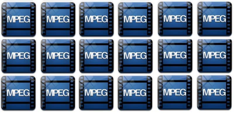 muchos iconos de MPEG color azul