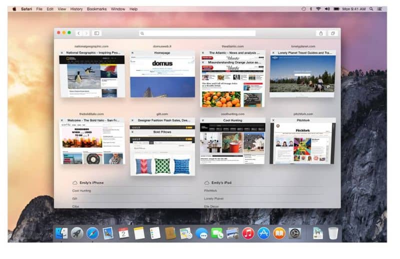 pantalla de navegador safari en mac