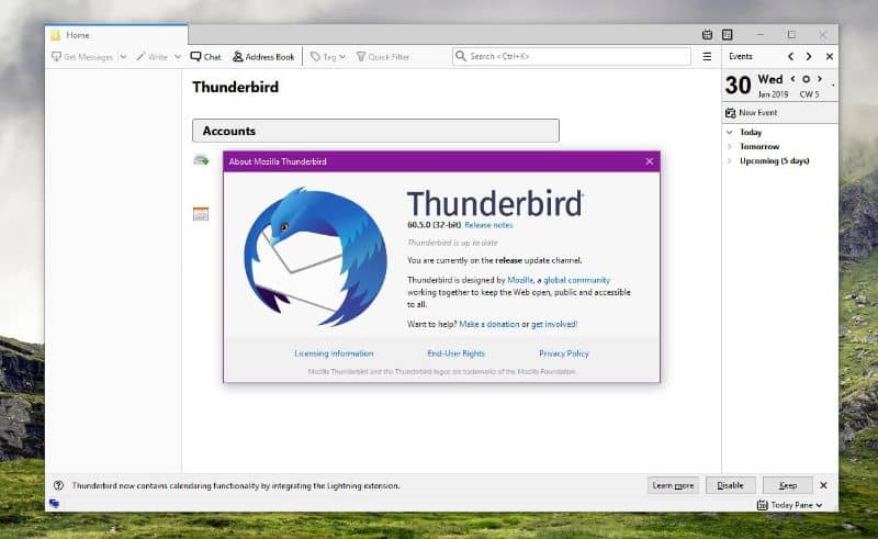 ventana abierta con Mozilla Thunderbird