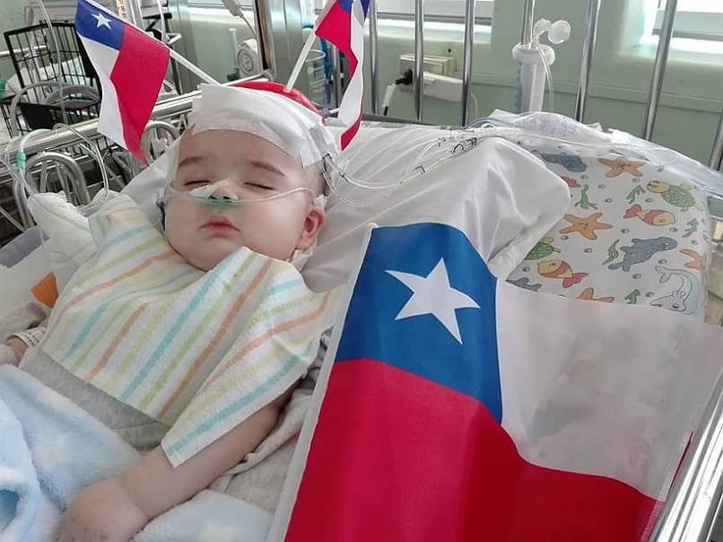 bebe recien nacido con banderas chilenas