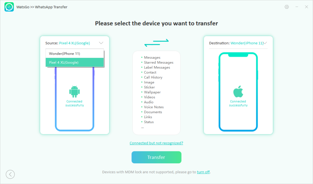 Guía itoolab watsgo - conectar Android y iPhone para transferir
