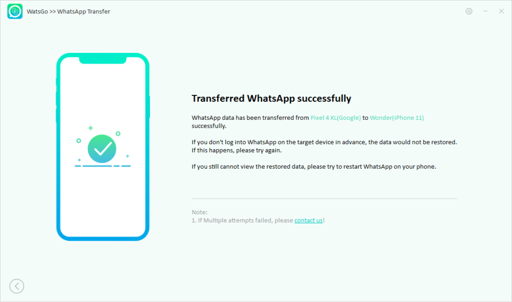 itoolab watsgo - transferir WhatsApp de Android a iPhone con éxito
